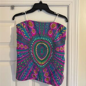 Alice & Trixie Pink and Blue Patterned  strapless top